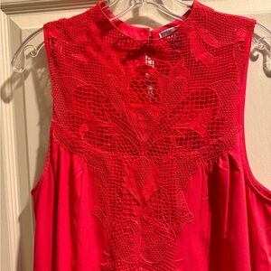 Chelsea28 Coral Lace Yoke Swing Dress